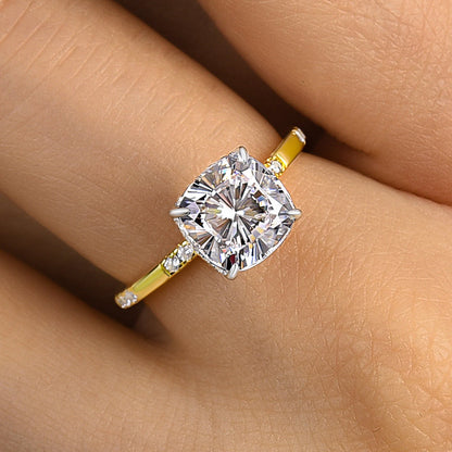 Exclusive Two-tone Cushion Engagement Ring