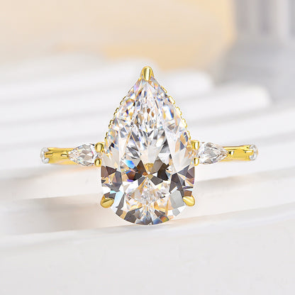 Attractive Yellow Gold Pear Cut Engagement Ring