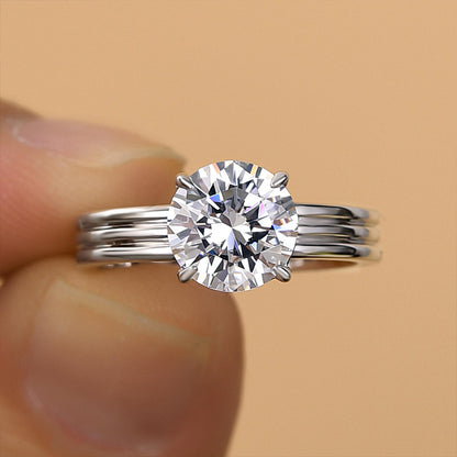 Exclusive Three Shank Round Cut Engagement Ring