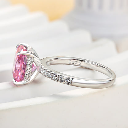 Elegant Cushion Cut Pink Sapphire Women's Engagement Ring In Sterling Silver