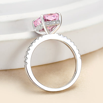 3.3 Carat Simulated Diamond Pink Stone Radiant Cut Engagement Ring