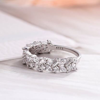 Elegant Anniversary Sona Simulated Diamond Wedding Band In Sterling Silver-Maxinejewelry