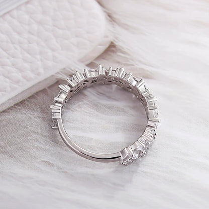 Elegant Anniversary Sona Simulated Diamond Wedding Band In Sterling Silver-Maxinejewelry