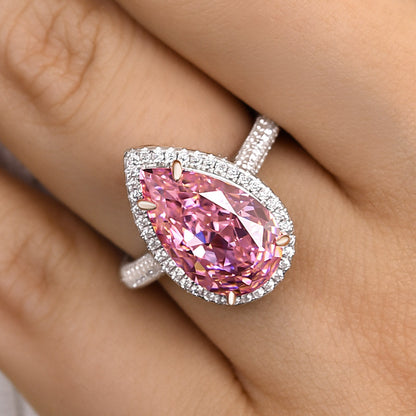 Honorable Halo Pear Cut Pink Sapphire Engagement Ring