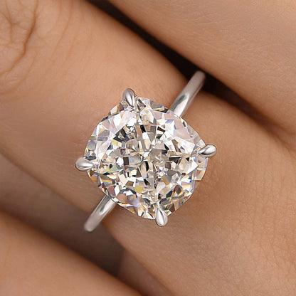 Sparkle Crushed Ice Cushion Cut Engagement Ring For Women In Sterling Silver