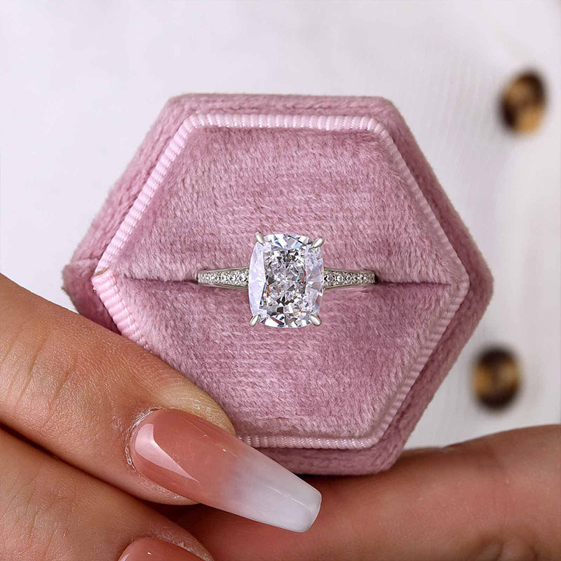 Noble Crushed Ice Cushion Cut Engagement Ring For Women-Maxinejewelry