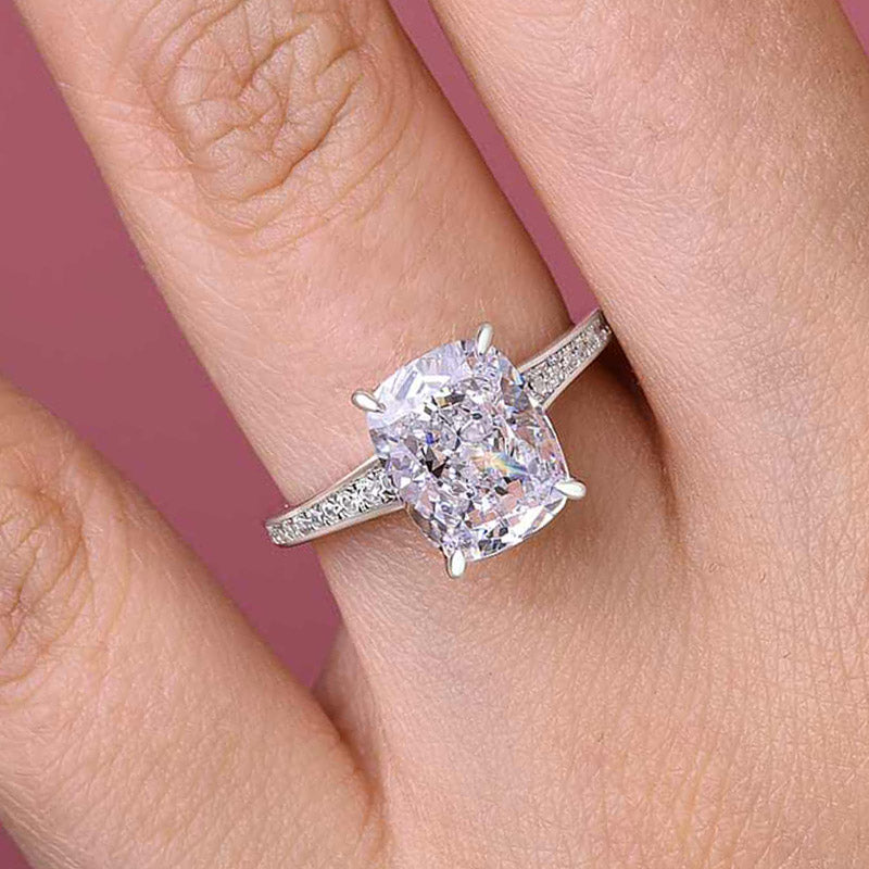 Noble Crushed Ice Cushion Cut Engagement Ring For Women-Maxinejewelry