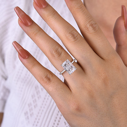 Elegant Radiant Cut Engagement Ring In Sterling Silver-Maxinejewelry