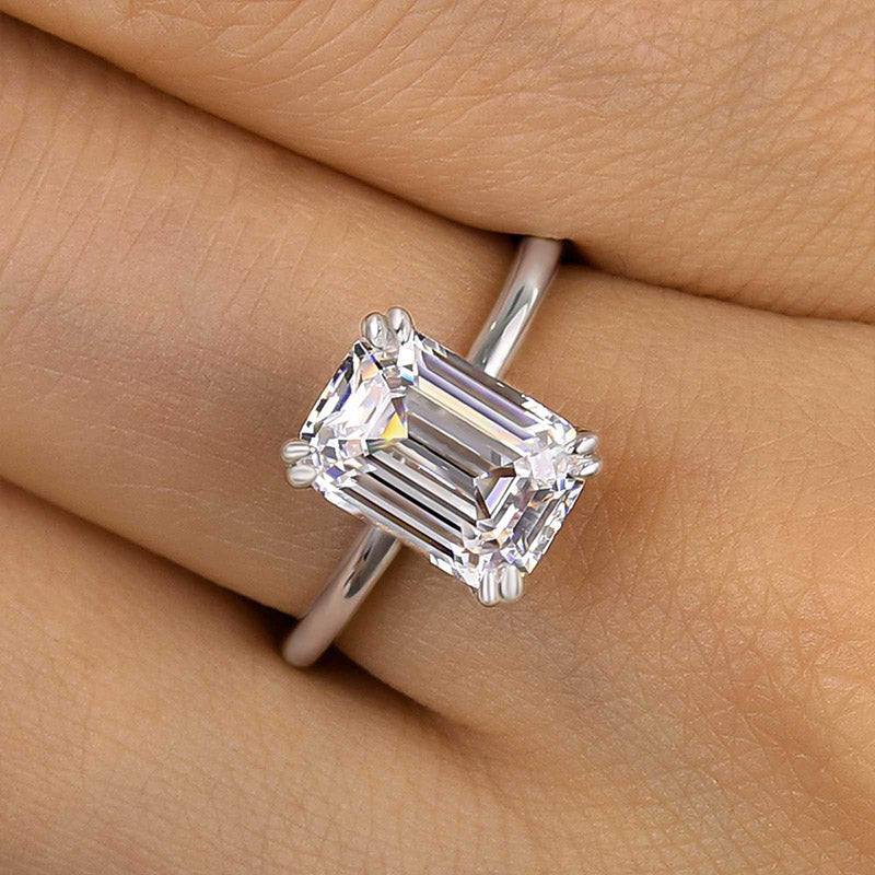 Timeless Emerald Cut Engagement Ring In Sterling Silver