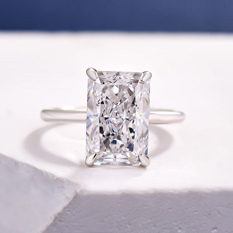 Elegant Radiant Cut Engagement Ring In Sterling Silver-Maxinejewelry