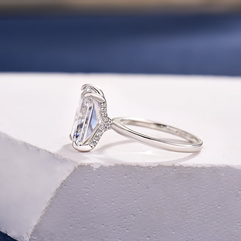 Elegant Radiant Cut Engagement Ring In Sterling Silver-Maxinejewelry