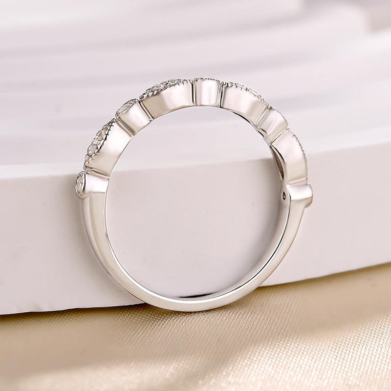 Art Deco Half Eternity Women's Wedding Band In Sterling Silver-Maxinejewelry