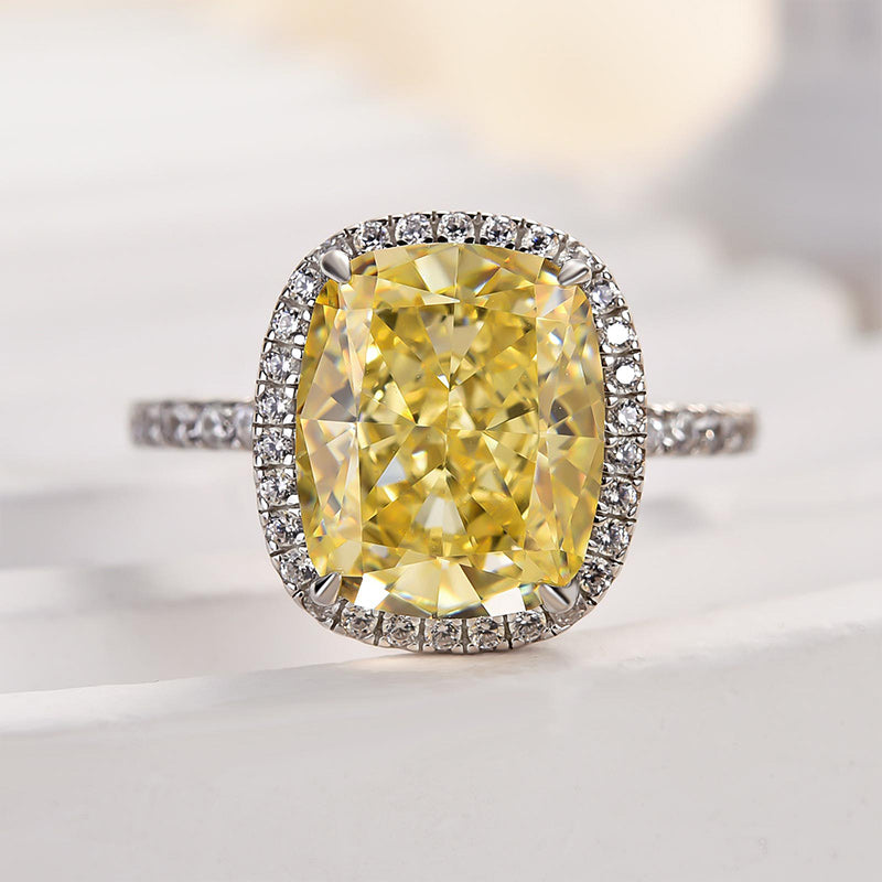 Maxine Noble Halo Cushion Cut Yellow Stone Engagement Ring