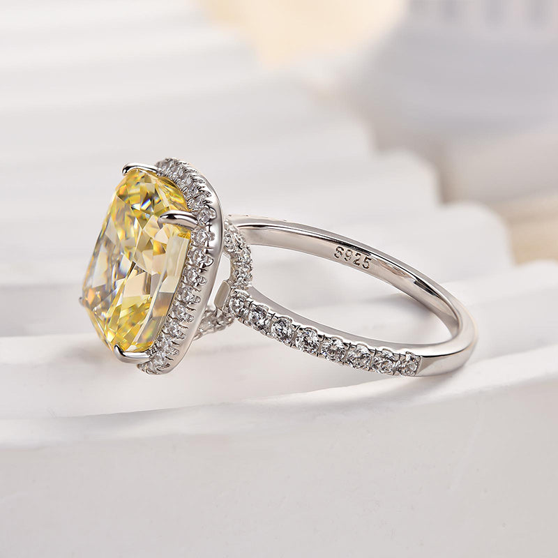 Maxine Noble Halo Cushion Cut Yellow Stone Engagement Ring