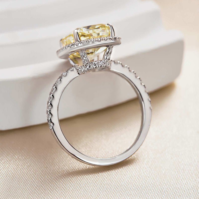 Maxine Noble Halo Cushion Cut Yellow Stone Engagement Ring