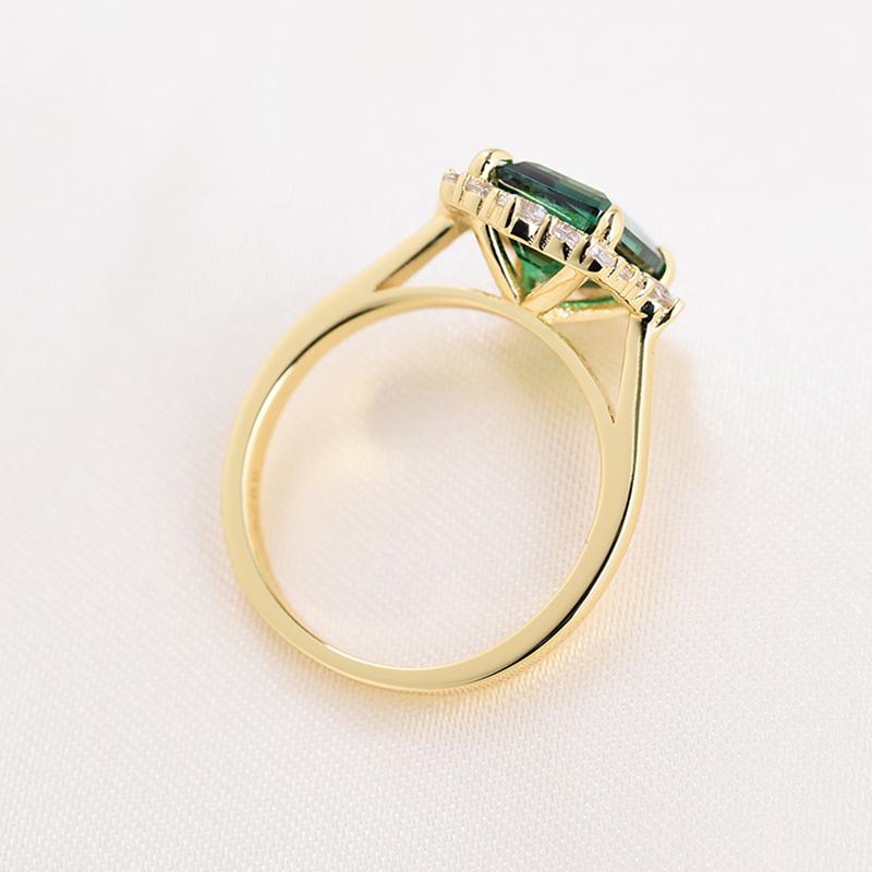 Exclusive Yellow Gold Halo Emerald Cut Wedding Sets In Sterling Silver-Maxinejewelry