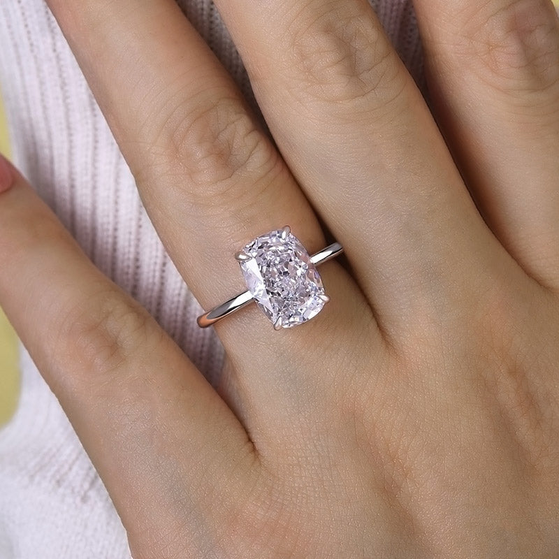 Sparkle Crushed Ice Cushion Cut Simulated Diamond Engagement Ring-Maxinejewelry