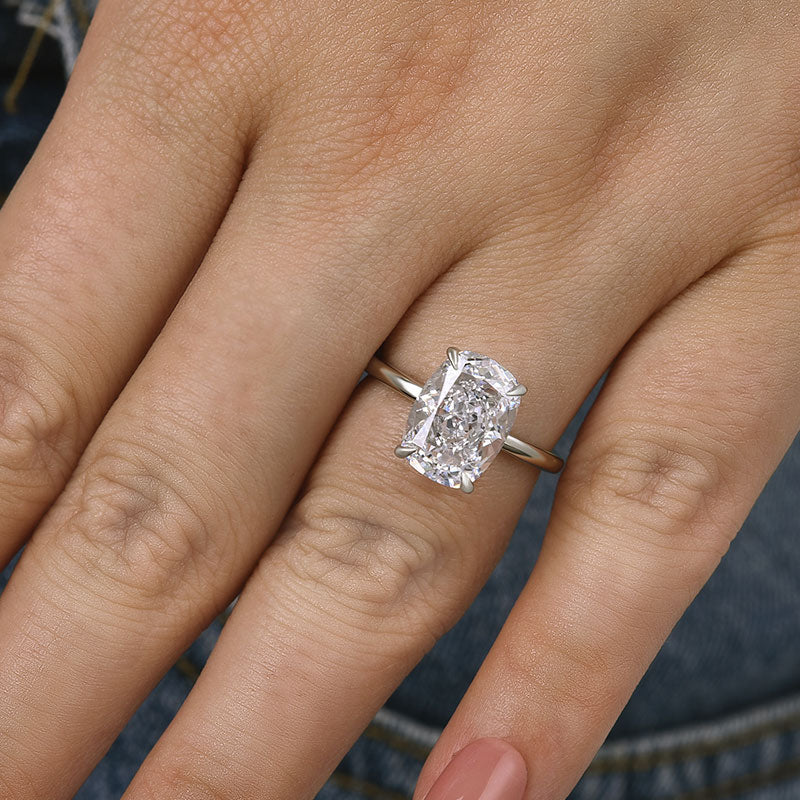 Sparkle Crushed Ice Cushion Cut Simulated Diamond Engagement Ring-Maxinejewelry