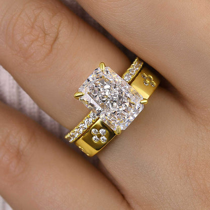 Maxine Enchanting Yellow Gold Radiant Cut Wedding Set