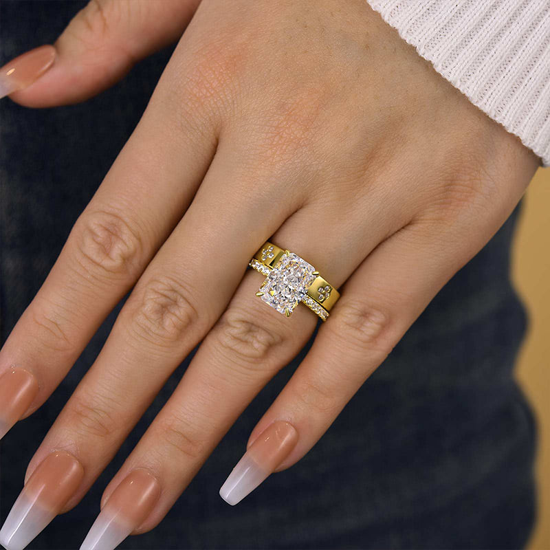 Maxine Enchanting Yellow Gold Radiant Cut Wedding Set