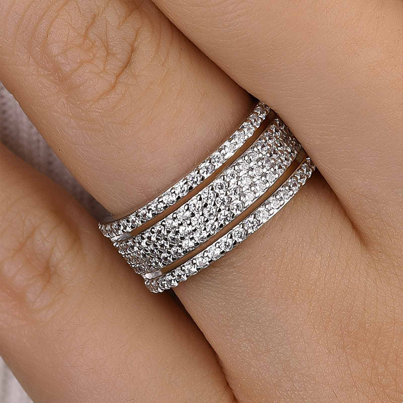 Luxury Wide Pave Design Women's Wedding Band for Women In White Gold