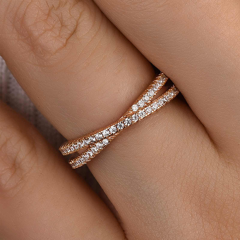 Classic X Criss Cross Wedding Band For Women In Sterling Silver