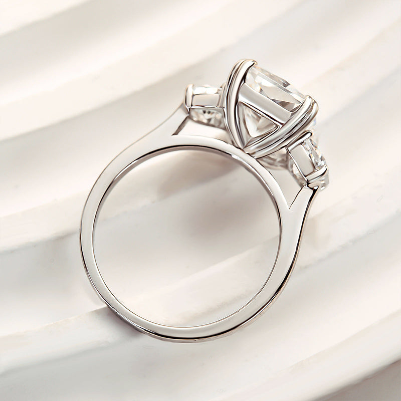 Gorgeous Radiant Cut Three Stone Engagement Ring In Sterling Silver