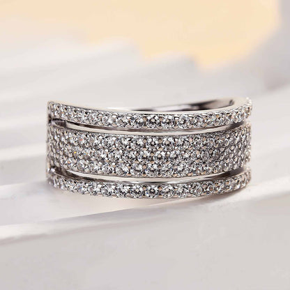 Luxury Wide Pave Design Women's Wedding Band for Women In White Gold