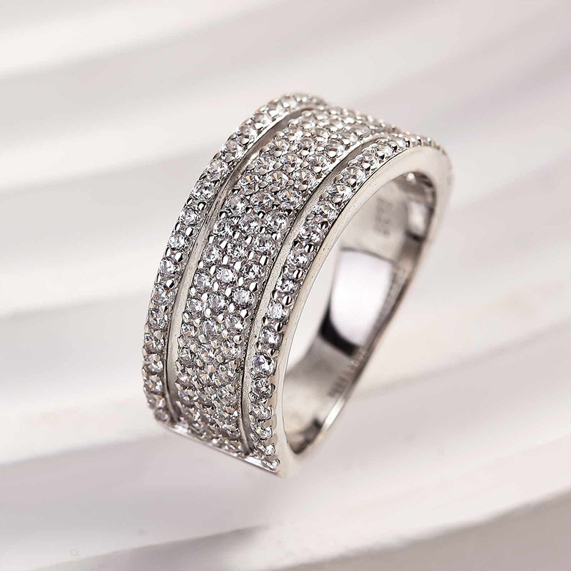 Luxury Wide Pave Design Women's Wedding Band for Women In White Gold