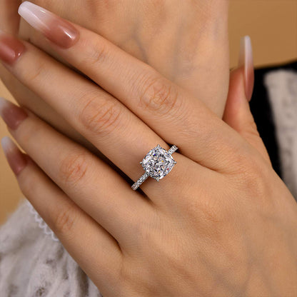 Classic 3.5 Carat Cushion Cut Women's Engagement Ring In Sterling Silver