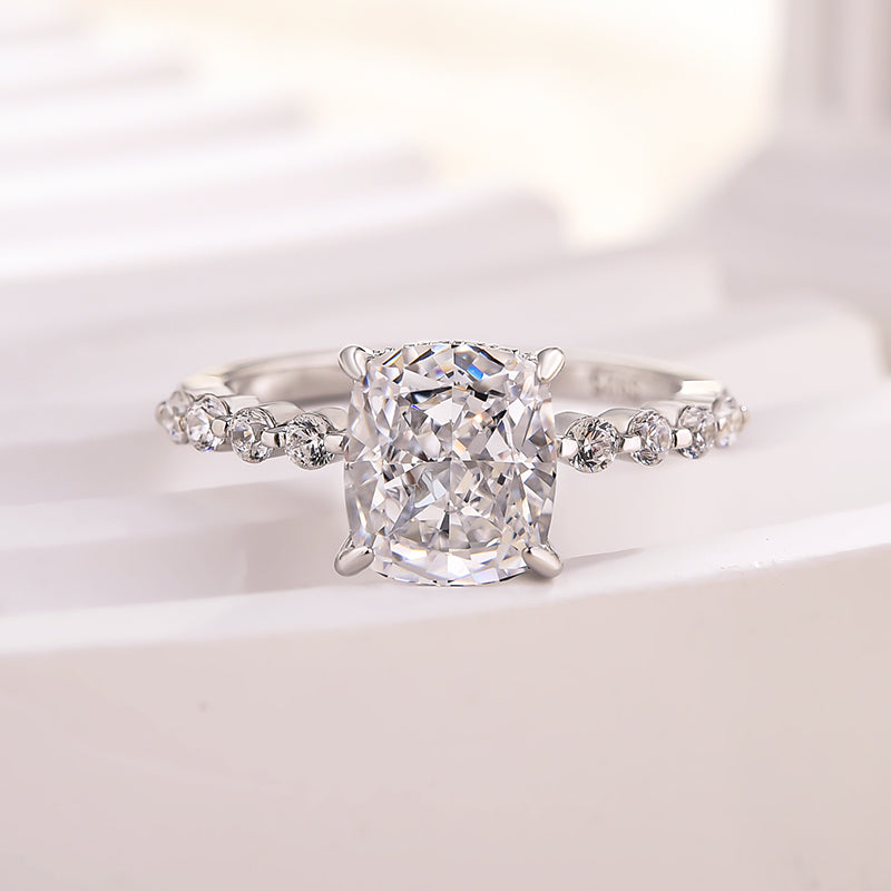 Exquisite 2.0 Carat Cushion Cut Engagement Ring In Sterling Silver-Maxinejewelry