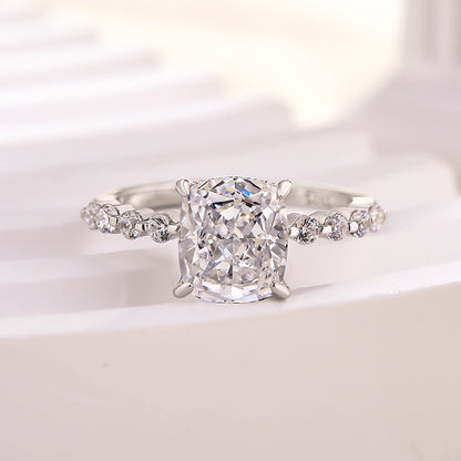 Exquisite 2.0 Carat Cushion Cut Engagement Ring In Sterling Silver-Maxinejewelry