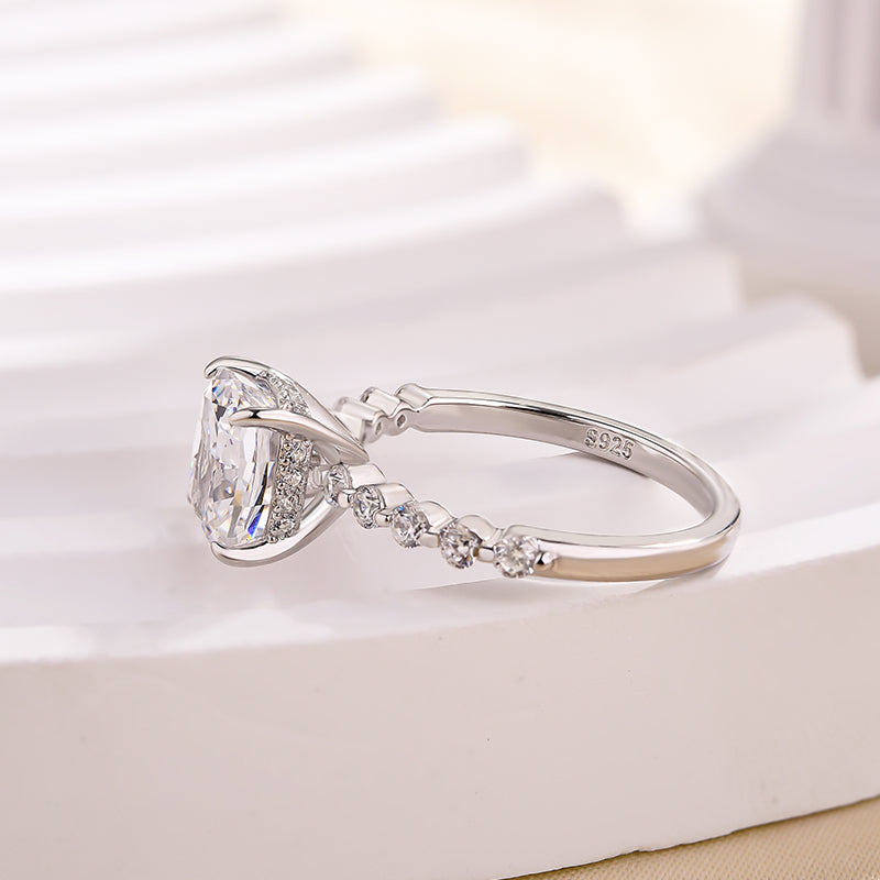 Exquisite 2.0 Carat Cushion Cut Engagement Ring In Sterling Silver-Maxinejewelry