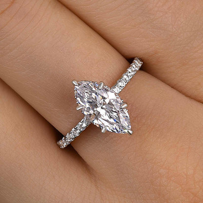 1.5 Carat Marquise Cut Women's Engagement Ring In Sterling Silver