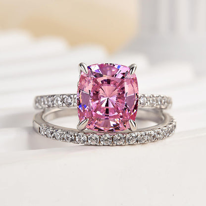 Maxine Pink Stone Cushion Cut Women's Wedding Set