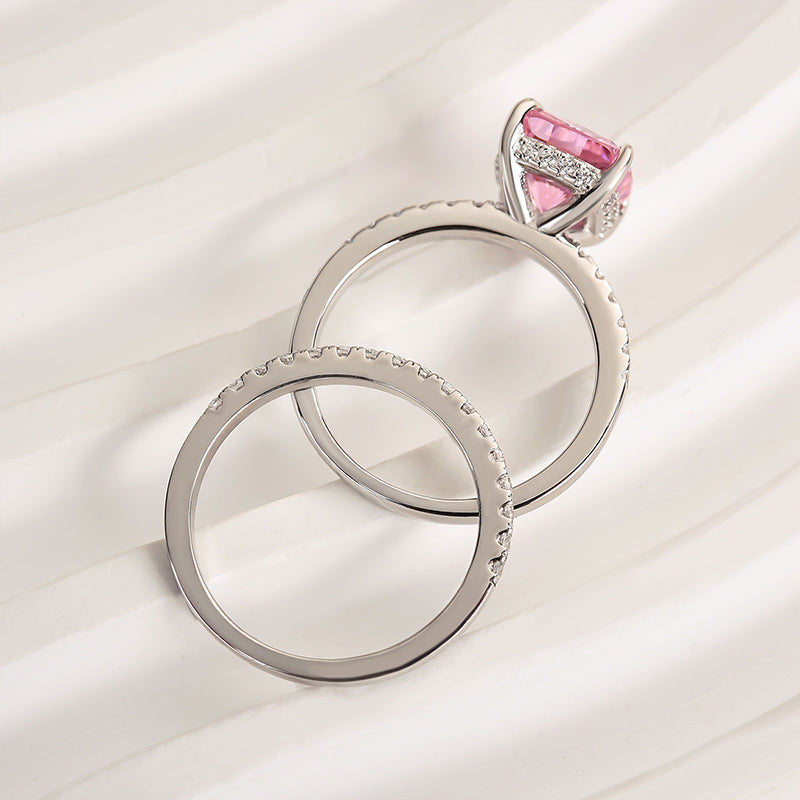 Maxine Pink Stone Cushion Cut Women's Wedding Set