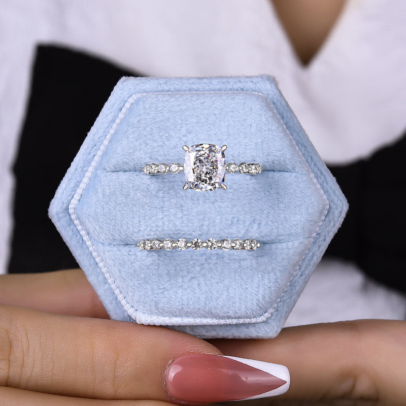 Exquisite 2.0 Carat Cushion Cut Women's Wedding Ring Set In Sterling Silver-Maxinejewelry