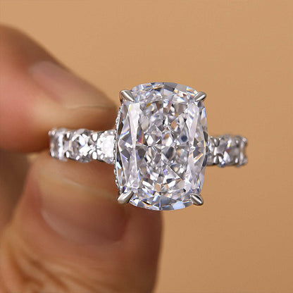 Gorgeous Elongated Crushed Ice Cushion Cut Engagement Ring