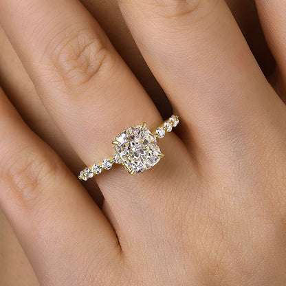 Exquisite 2.0 Carat Cushion Cut Engagement Ring In Sterling Silver-Maxinejewelry