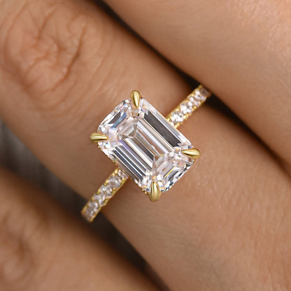 Classic Emerald Cut Women's Engagement Ring In White Gold