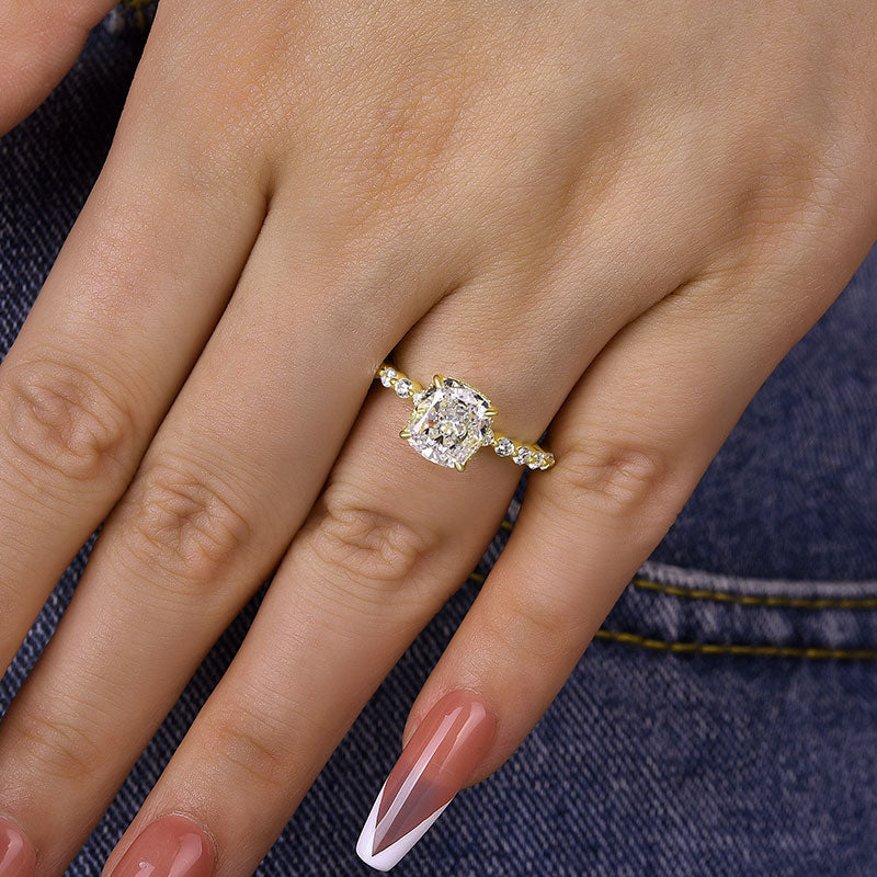 Exquisite 2.0 Carat Cushion Cut Engagement Ring In Sterling Silver-Maxinejewelry