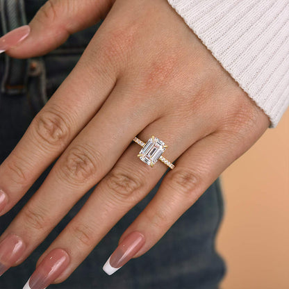 Classic Emerald Cut Women's Engagement Ring In White Gold