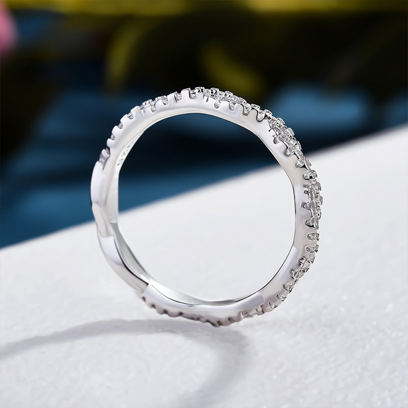 Elegant Pave Twist Eternity Wedding Band for Women In Sterling Silver-Maxinejewelry