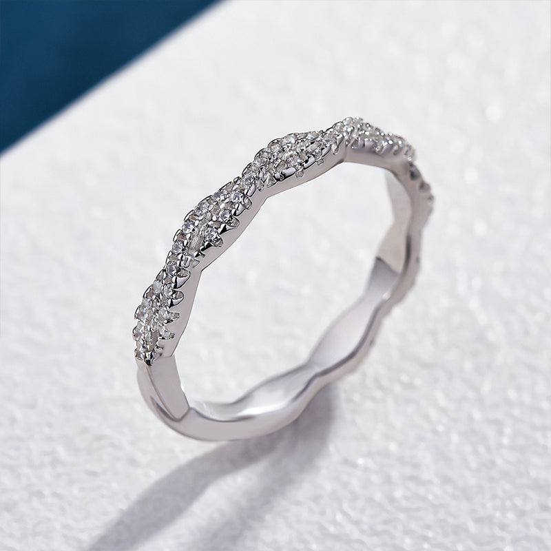 Elegant Pave Twist Eternity Wedding Band for Women In Sterling Silver-Maxinejewelry