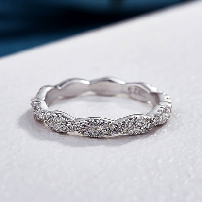 Elegant Pave Twist Eternity Wedding Band for Women In Sterling Silver-Maxinejewelry