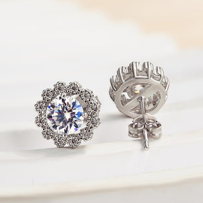 Moissanite Snowflake Stud Earrings In Sterling Silver