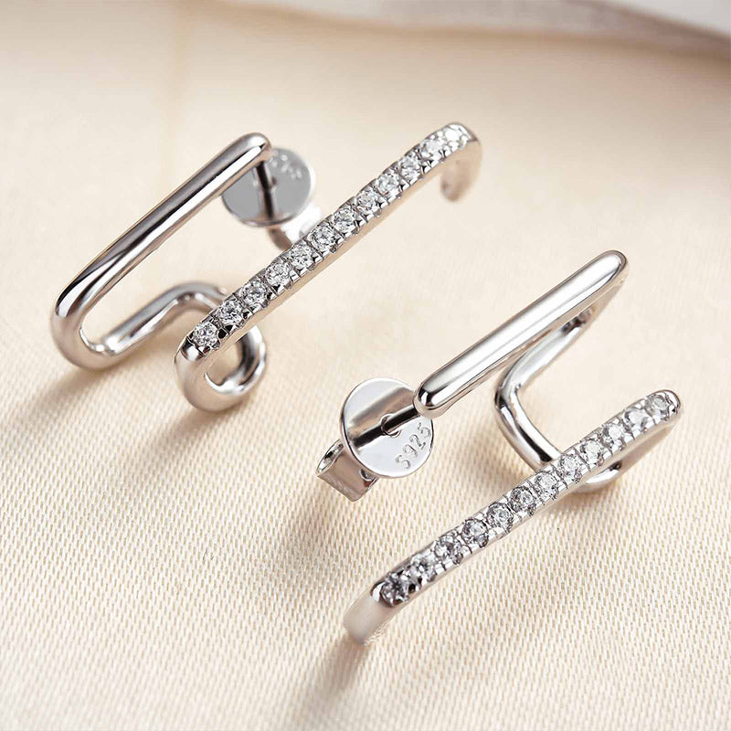 Moissanite Stylish Geometric Stud Earrings