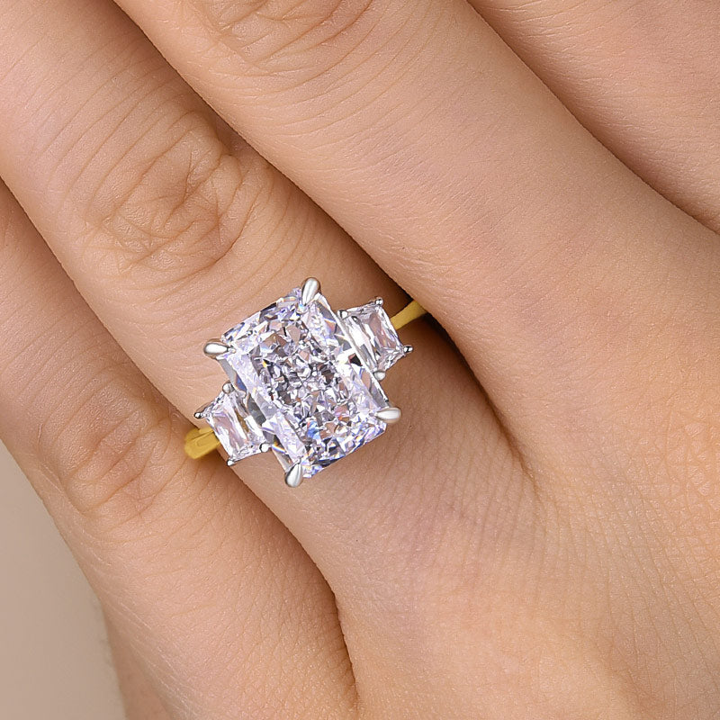 Two-tone Three Stone Radiant Cut Engagement Ring