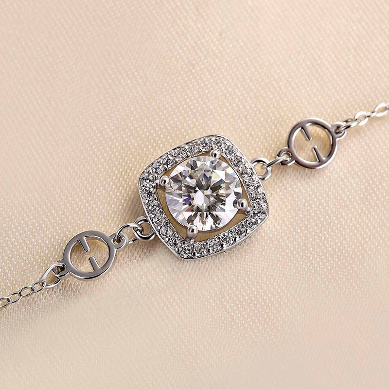 Moissanite Halo Round Cut Bracelet