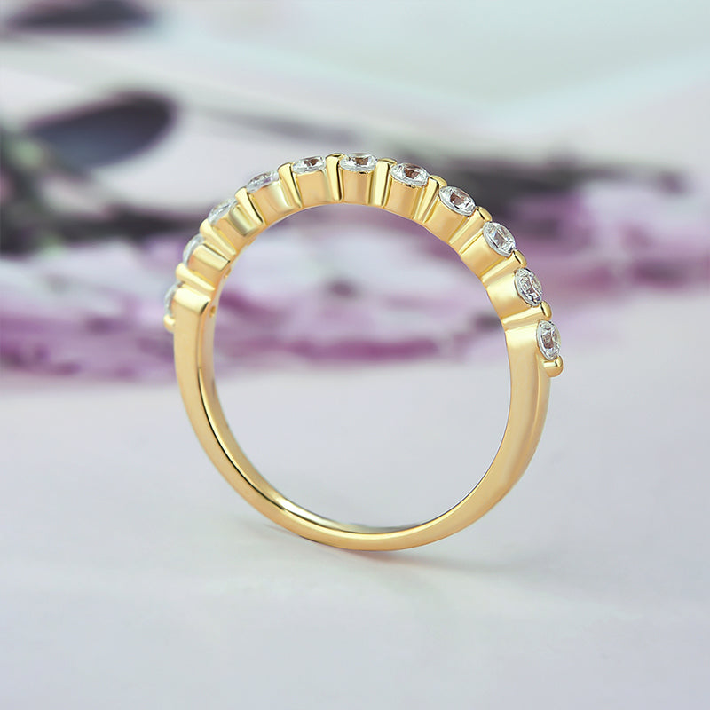 Classic Round Cut Half Eternity Thin Women's Wedding Band-Maxinejewelry